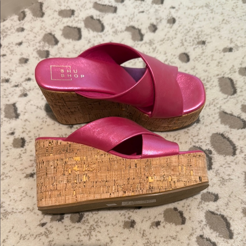 ShuShop Pink Cork Wedges